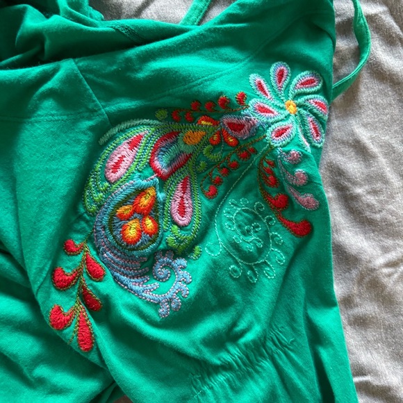 Johnny Was JWLA Womens Tunic Top Size Small Embroidered Boho Peacock - Picture 14 of 16